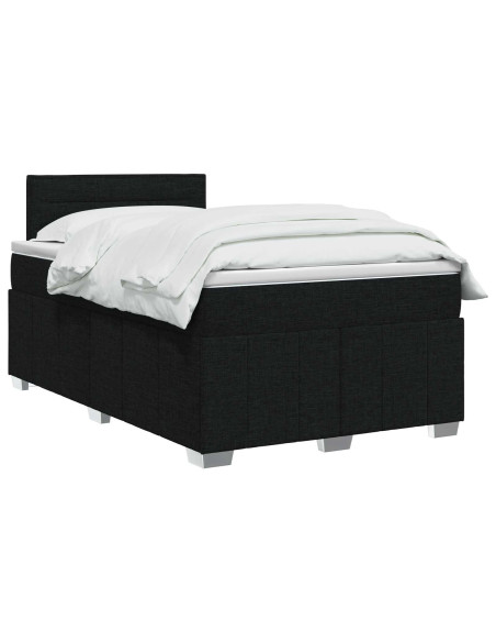 Letto box spring con materasso Nero 120 x 200 cm Tessuto