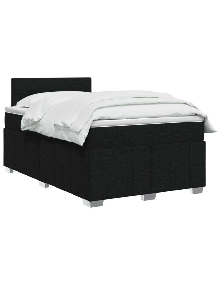 Letto box spring con materasso Nero 120 x 200 cm Tessuto