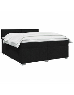Letto box spring con materasso Nero 200 x 200 cm Tessuto 2