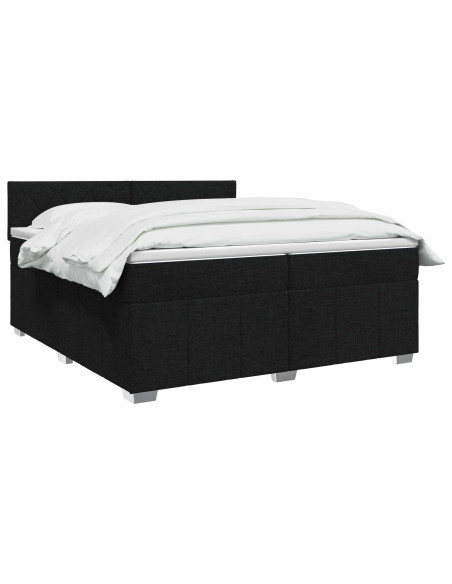 Letto box spring con materasso Nero 200 x 200 cm Tessuto