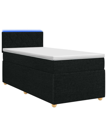 Letto box spring con materasso Nero 80 x 200 cm Tessuto