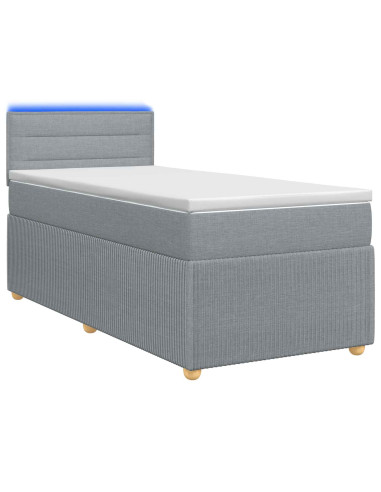 Letto box spring con materasso Grigio Chiaro 90 x 190 cm