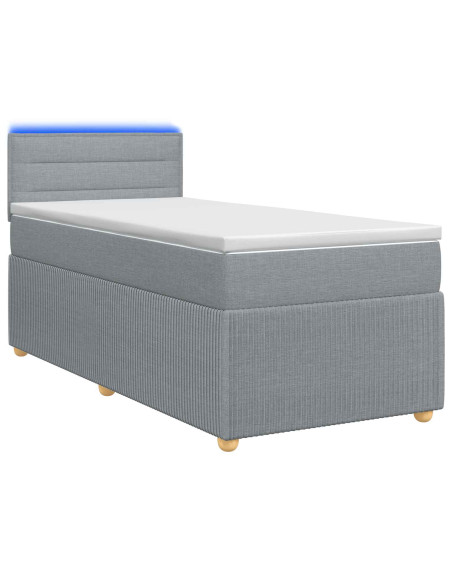 Letto box spring con materasso Grigio Chiaro 90 x 190 cm