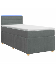 Letto box spring con materasso Grigio Scuro 90 x 190 cm Tessuto
