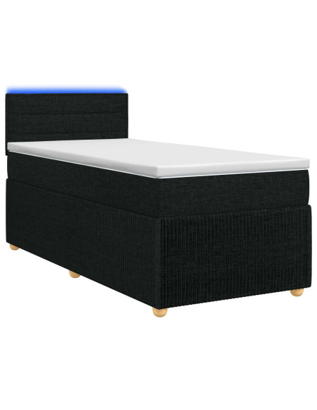 Letto box spring con materasso Nero 90 x 190 cm Tessuto