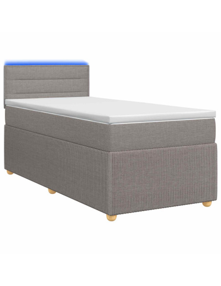 Letto box spring con materasso Tortora 90 x 190 cm Tessuto