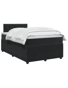 Letto box spring con materasso Nero 120 x 190 cm Velluto 2