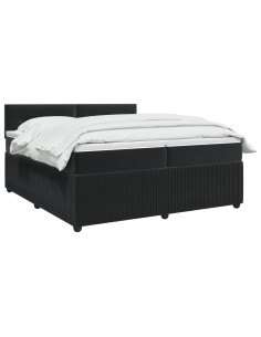 Letto box spring con materasso Nero 200 x 200 cm Velluto 2