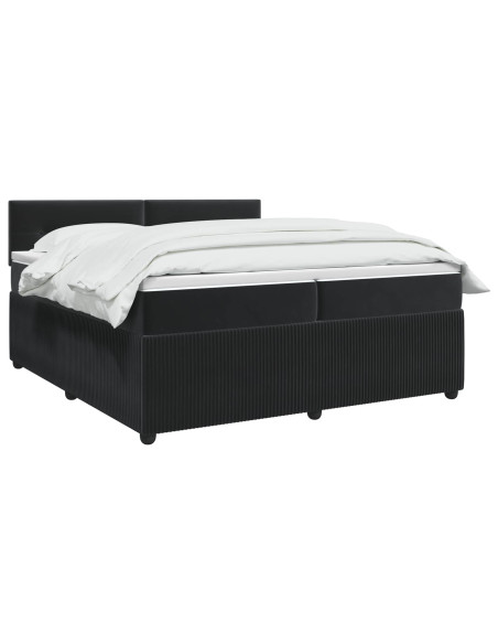 Letto box spring con materasso Nero 200 x 200 cm Velluto