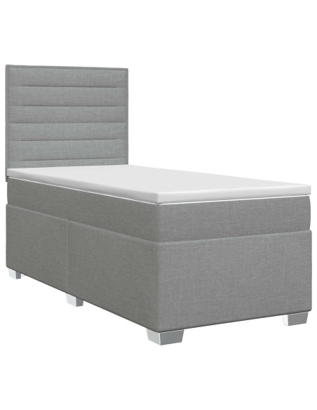 Letto box spring con materasso Grigio Chiaro 80 x 200 cm