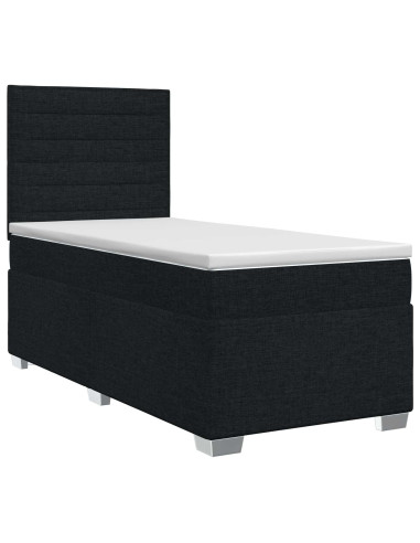 Letto box spring con materasso Nero 80 x 200 cm Tessuto