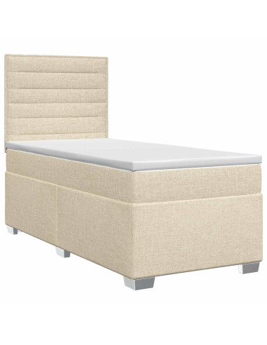 Letto box spring con materasso Crema 100 x 200 cm Tessuto