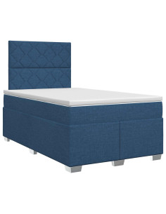 Letto box spring con materasso Blu 120 x 200 cm Tessuto