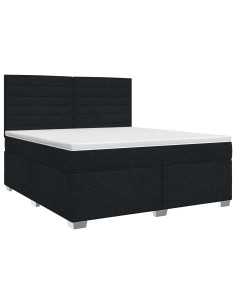 Letto box spring con materasso Nero 140 x 200 cm Tessuto