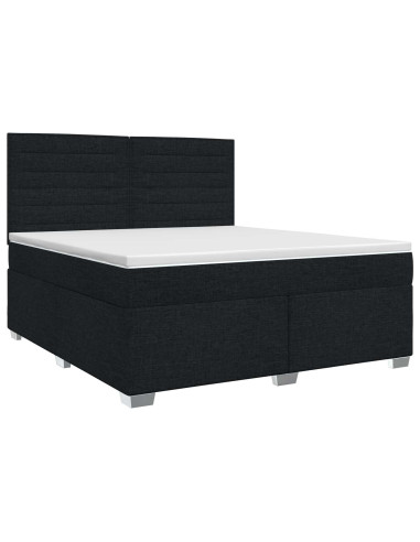 Letto box spring con materasso Nero 140 x 200 cm Tessuto