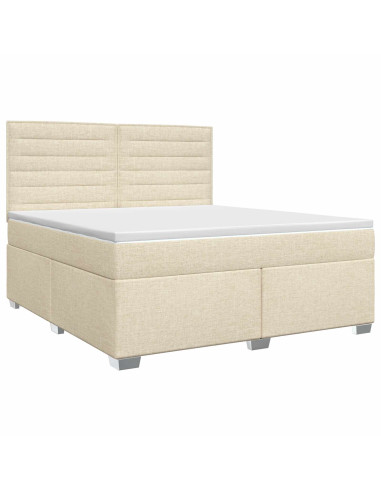 Letto box spring con materasso Crema 140 x 200 cm Tessuto