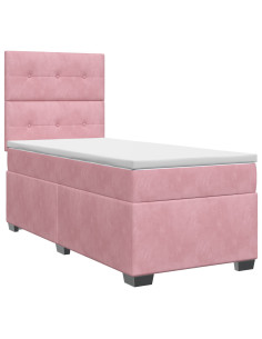 Letto box spring con materasso Rosa 90 x 200 cm Velluto
