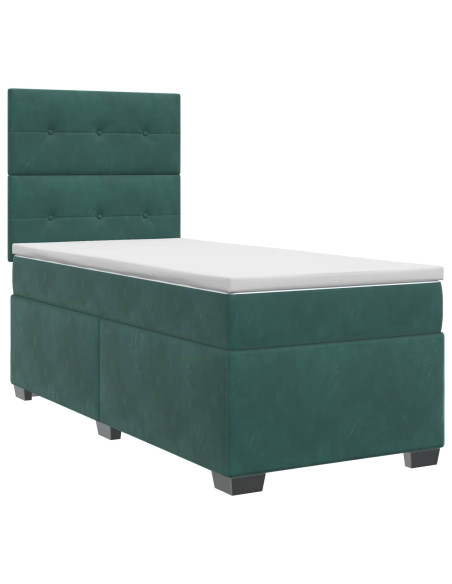 Letto box spring con materasso Verde Scuro 100 x 200 cm Velluto