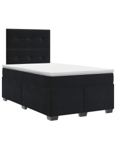 Letto box spring con materasso Nero 120 x 190 cm Velluto