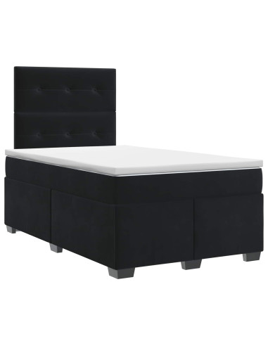 Letto box spring con materasso Nero 120 x 190 cm Velluto