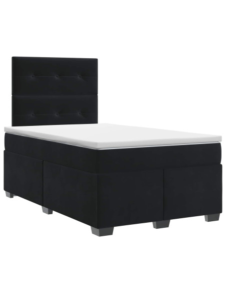 Letto box spring con materasso Nero 120 x 190 cm Velluto