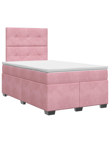 Letto box spring con materasso Rosa 120 x 200 cm Velluto