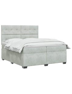 Letto box spring con materasso Grigio Chiaro 200 x 200 cm 2