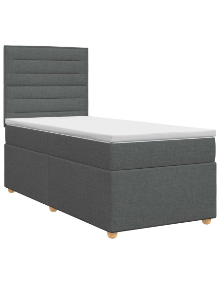 Letto box spring con materasso Grigio Scuro 80 x 200 cm Tessuto