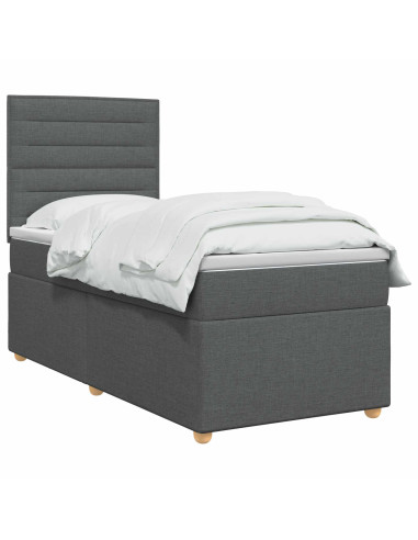 Letto box spring con materasso Grigio Scuro 80 x 200 cm Tessuto