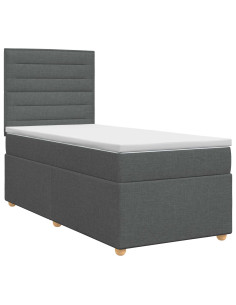 Letto box spring con materasso Grigio Scuro 100 x 200 cm