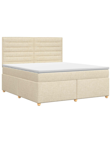 Letto box spring con materasso Crema 140 x 190 cm Tessuto