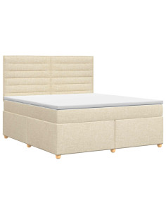 Letto box spring con materasso Crema 140 x 200 cm Tessuto