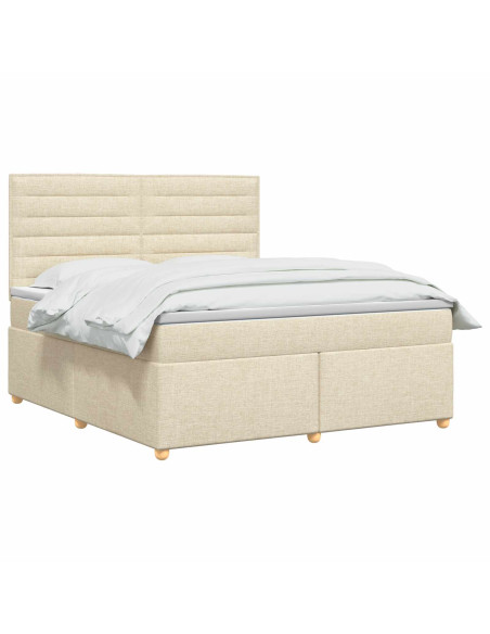 Letto box spring con materasso Crema 140 x 200 cm Tessuto