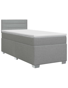 Letto box spring con materasso Grigio Chiaro 90 x 190cm Tessuto