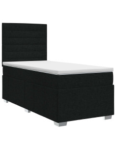 Letto box spring con materasso Nero 90 x 190 cm Tessuto