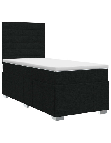 Letto box spring con materasso Nero 90 x 190 cm Tessuto