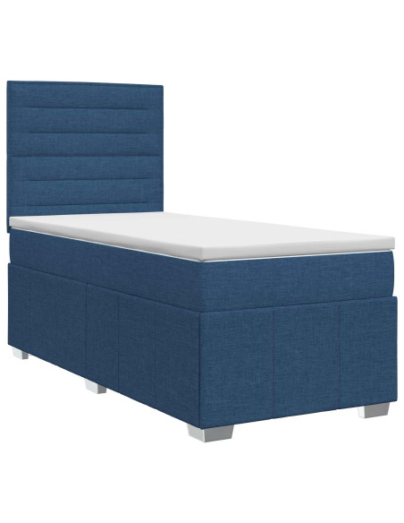 Letto box spring con materasso Blu 90 x 200 cm Tessuto