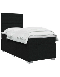 Letto box spring con materasso Nero 90 x 200 cm Tessuto 2