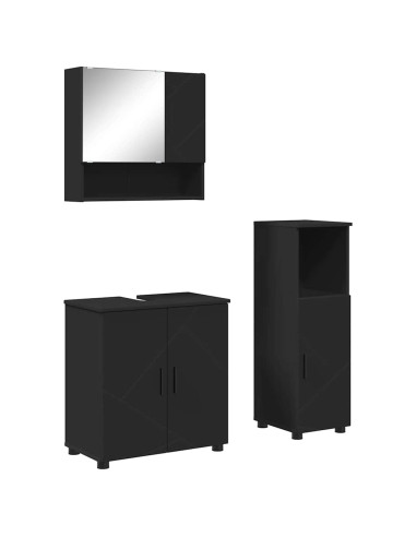 Set di mobili per il bagno Montaggio a parete 3 pcs Nero