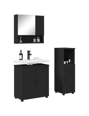 Set di mobili per il bagno Montaggio a parete 3 pcs Nero