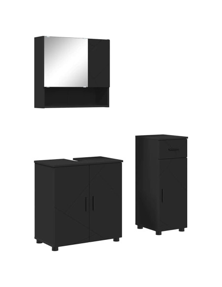 Set di mobili per il bagno con cassetto con porta 3 pcs Nero