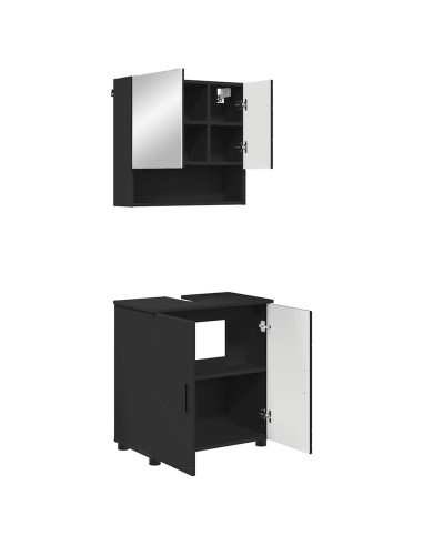 Set di mobili per il bagno Montaggio a parete 2 pcs Nero
