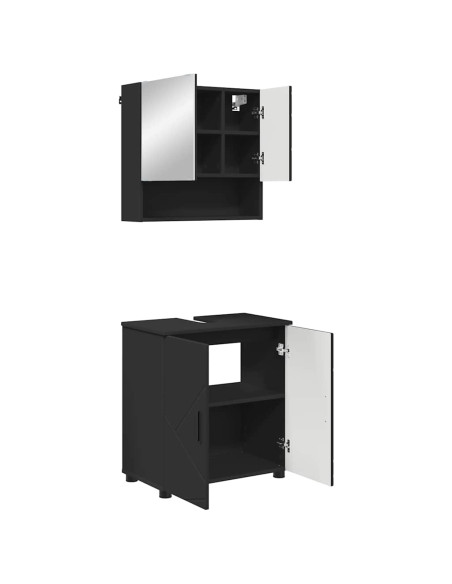 Set di mobili per il bagno Montaggio a parete 2 pcs Nero