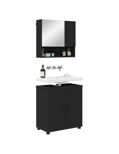 Set di mobili per il bagno Montaggio a parete 2 pcs Nero