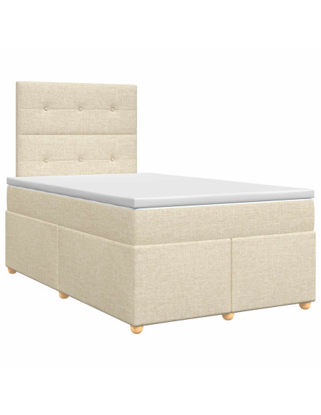 Letto box spring con materasso Crema 120 x 190 cm Tessuto