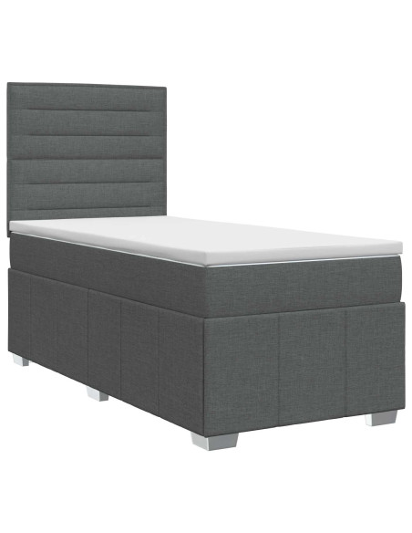 Letto box spring con materasso Grigio Scuro 100 x 200 cm