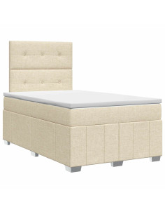 Letto box spring con materasso Crema 120 x 200 cm Tessuto