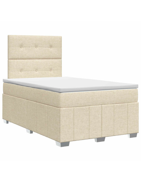 Letto box spring con materasso Crema 120 x 200 cm Tessuto