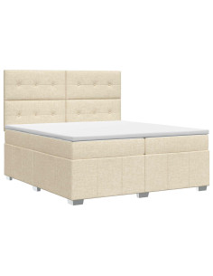 Letto box spring con materasso Crema 140 x 190 cm Tessuto