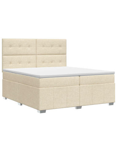 Letto box spring con materasso Crema 140 x 190 cm Tessuto